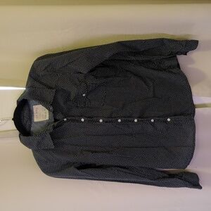 Women's Girl Krazy Black and White Polka Dot Long Sleeve Button Down Large